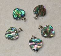 Paua Muschel - Anh�nger - Metall - Herz - 30mm - 5 St�ck