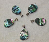 Paua Muschel - Anh�nger - Metall - Freeform - 35mm - 5 St�ck