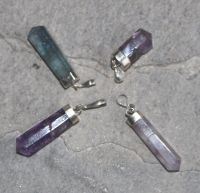 Fluorit - Anh�nger - Pendel Spitze mit Fassung - 2 St�ck