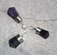 Amethyst - Anh�nger - Pendel Spitze mit Fassung - 2 St�ck