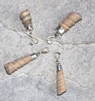versteinerte Schnecke - Anh�nger mit Fassung - 2 St�ck