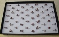 Edelstein Mix facettiert - Ring - versilbert - 50 St�ck