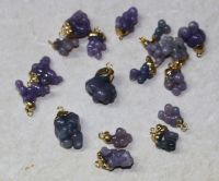 Trauben Chalcedon - Anh�nger mit �se - vergoldet - 3 St�ck