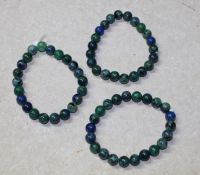 Azurit Malachit - Kugel - 8mm - Armband Elastik - 3 St�ck