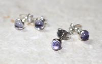 Iolith - Rund - Cabochon - 5mm - Silber - Ohrstecker - 1 Paar