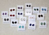 Edelstein Mix - Oval - Cabochon - 8mm - Ohrstecker - 17 Paar