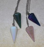 Edelstein Mix bedampft - Pendel Anh�nger mit Kette - 4 St�ck
