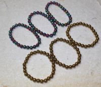 H�matit - multi&gold - Kugel - 8mm - Armband Elastik - 6 St�ck