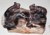 Murmeltier Tier Figur - Versteinertes Holz - 13x8cm Einzelst�ck