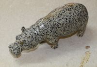 Nilpferd Tier Figur - Dalmatiner Jaspis - 21cm - Einzelst�ck