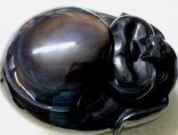 Schwein Tier Figur - Regenbogen Obsidian - 19cm - 5,2 kg  Unikat
