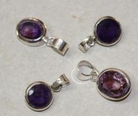 Amethyst - Anh�nger - Cabochon Silber Fassung - 25-28mm - 1 St