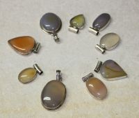Carneol - Anh�nger - Cabochon Silber Fassung - 28-40mm - 2 St