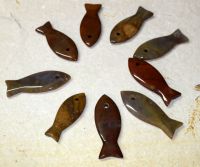 Versteinertes Holz - Anh�nger - Fisch - 3 St�ck - Aktionspreis