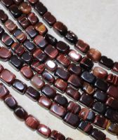 Tigerauge - rot - Rechteck Nugget - 9x6mm - Kettenstrang - 1 St�